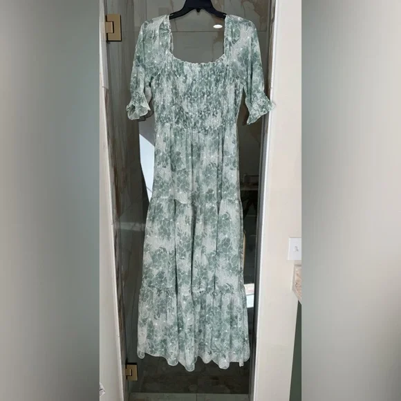 green emerald velvet dress Baltic Born Womens Kearny Ruffle Maxi Dress | Dark Green Floral main image 1